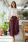 Cotton Wide Leg Bloomer Pants - Solid Colors with Elastic Waist & Tie Pockets