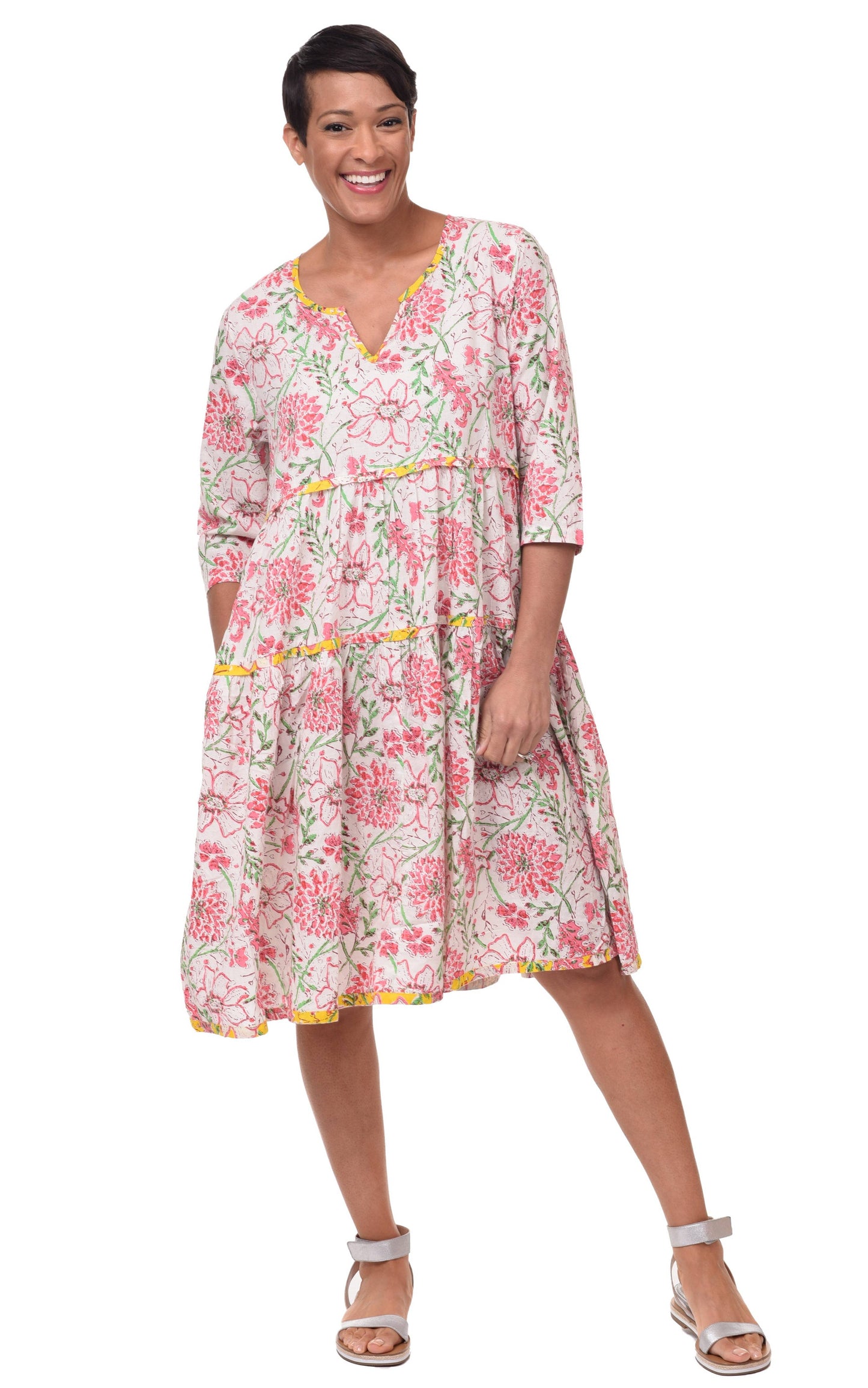 Hayley Tiered Dress in Paradise print