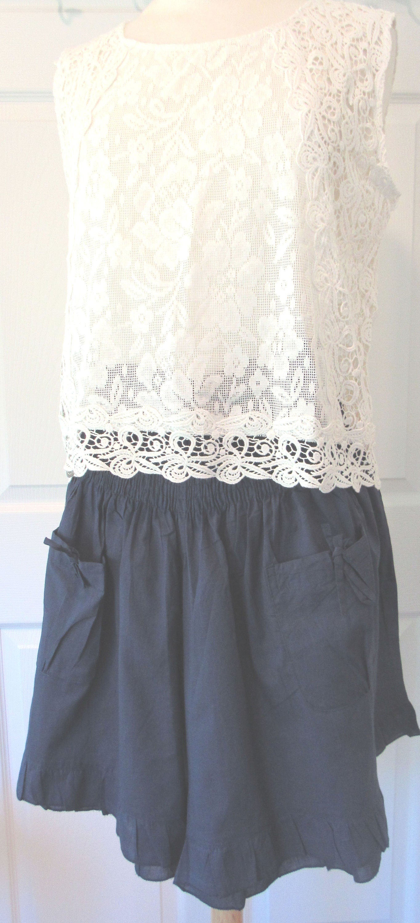 Cotton Shorts, Ruffle Legs, Tie Pockets, One Size, loose fitting