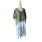 Green Linen Hi-Low Topper - Frayed Neckline, Lightweight Layering