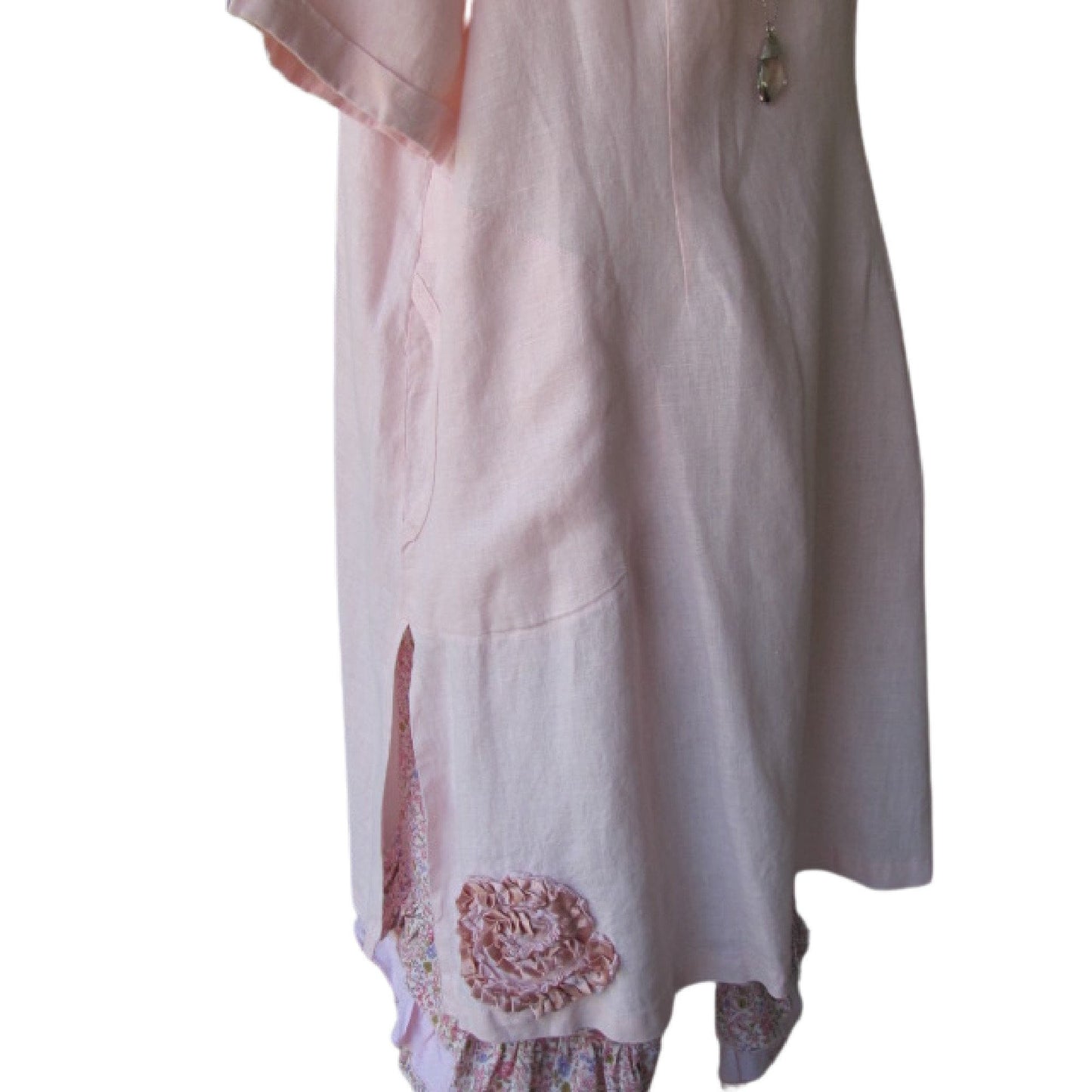 Handmade Linen Kaftan Tunic with Side Slits and Pockets