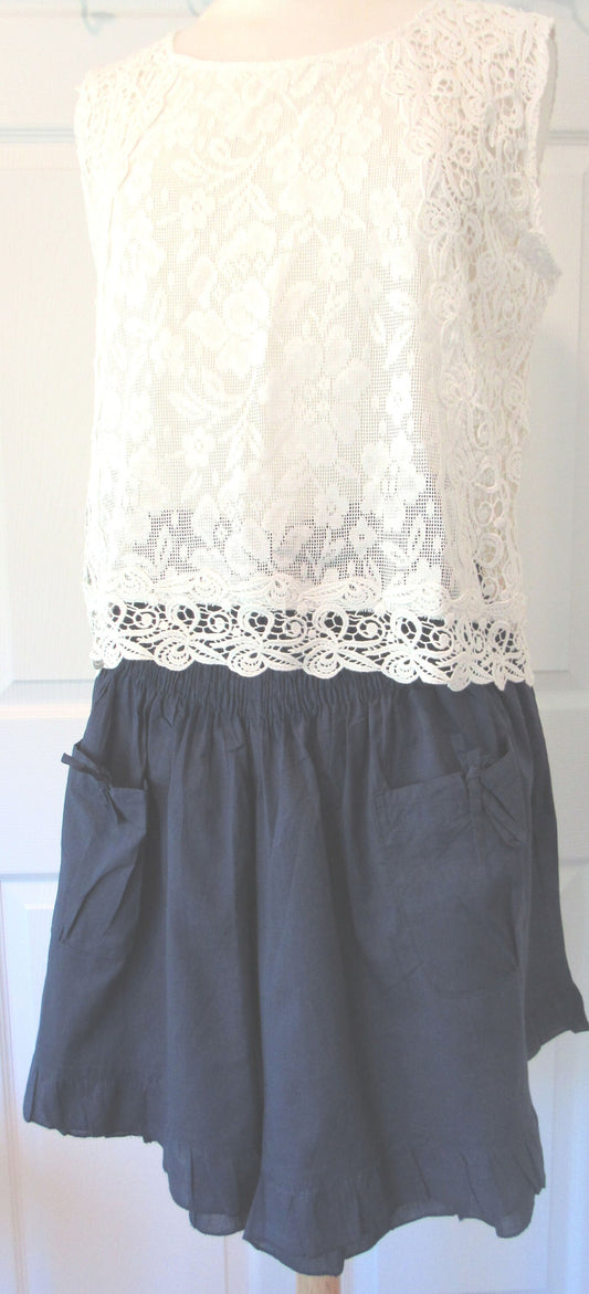 Cotton Shorts, Ruffle Legs, Tie Pockets, One Size, loose fitting