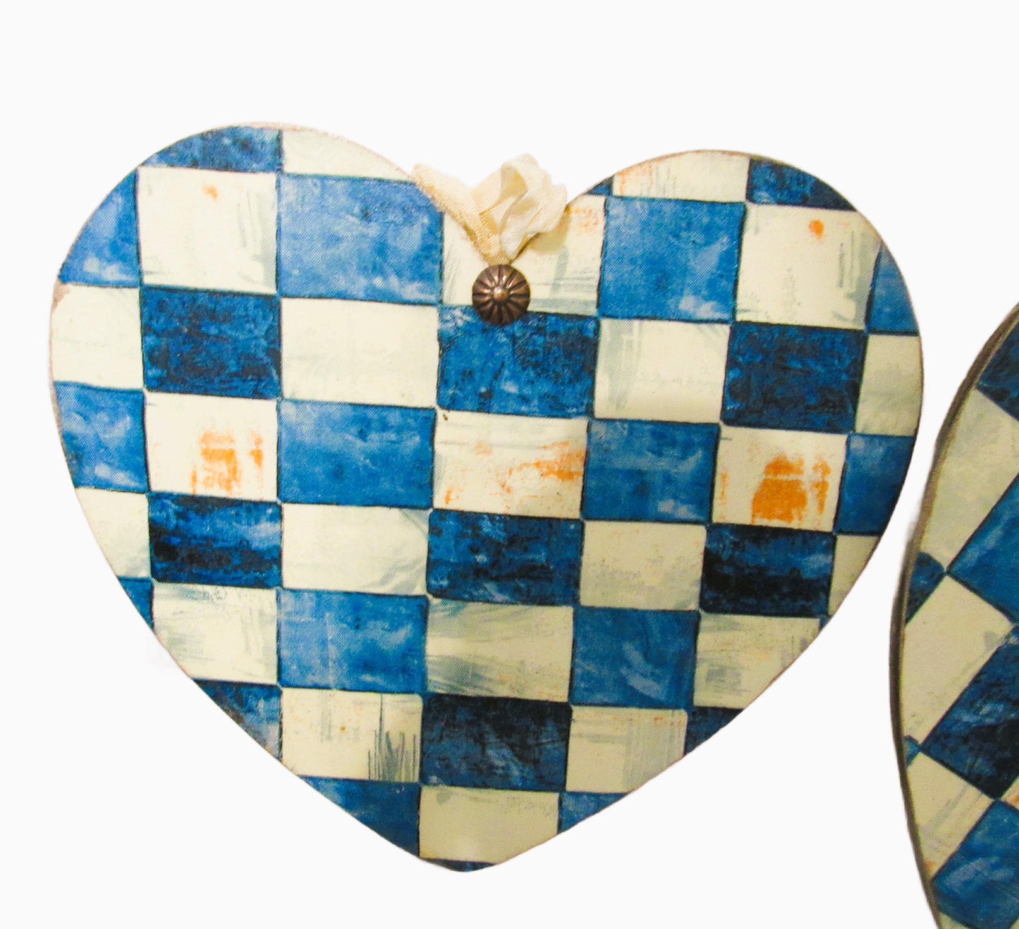 Blue and cream handmade heart home decor