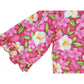 Hot Pink Floral Tunic Dress - Short Ruffle Sleeve Cotton Dress with Ruffle Hem & Pockets (XS)