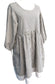 Cotton Ticking Tunic Dress - 3/4 Sleeve, Empire Waist, Eyelet Lace - Made in USA