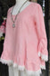 Ladies 100% Pink Linen Ruffle Rosie Top with Venise Lace