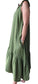 Sage Green Linen Dress - Ruffle Collar Midi with Pockets and Tiered Hem