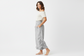 Cotton Wide Leg Bloomer Pants - Striped with Elastic Waist & Tie Pockets