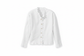 White scallop trimmed shrug flat lay
