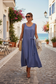 Italian linen midi dress lifestyle front view