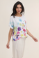 Italian Printed White Linen Blouse - Detail View