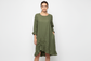 Olive green linen dress front view