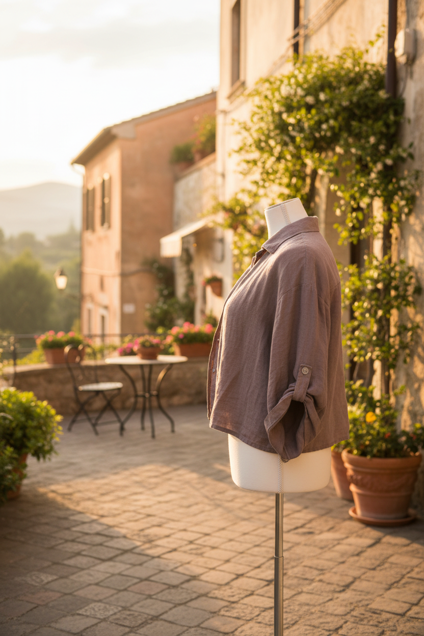 Cropped Italian Linen Jacket | Mocha