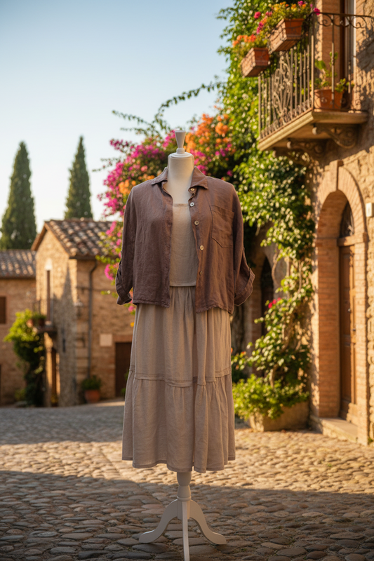 Cropped Italian Linen Jacket | Mocha