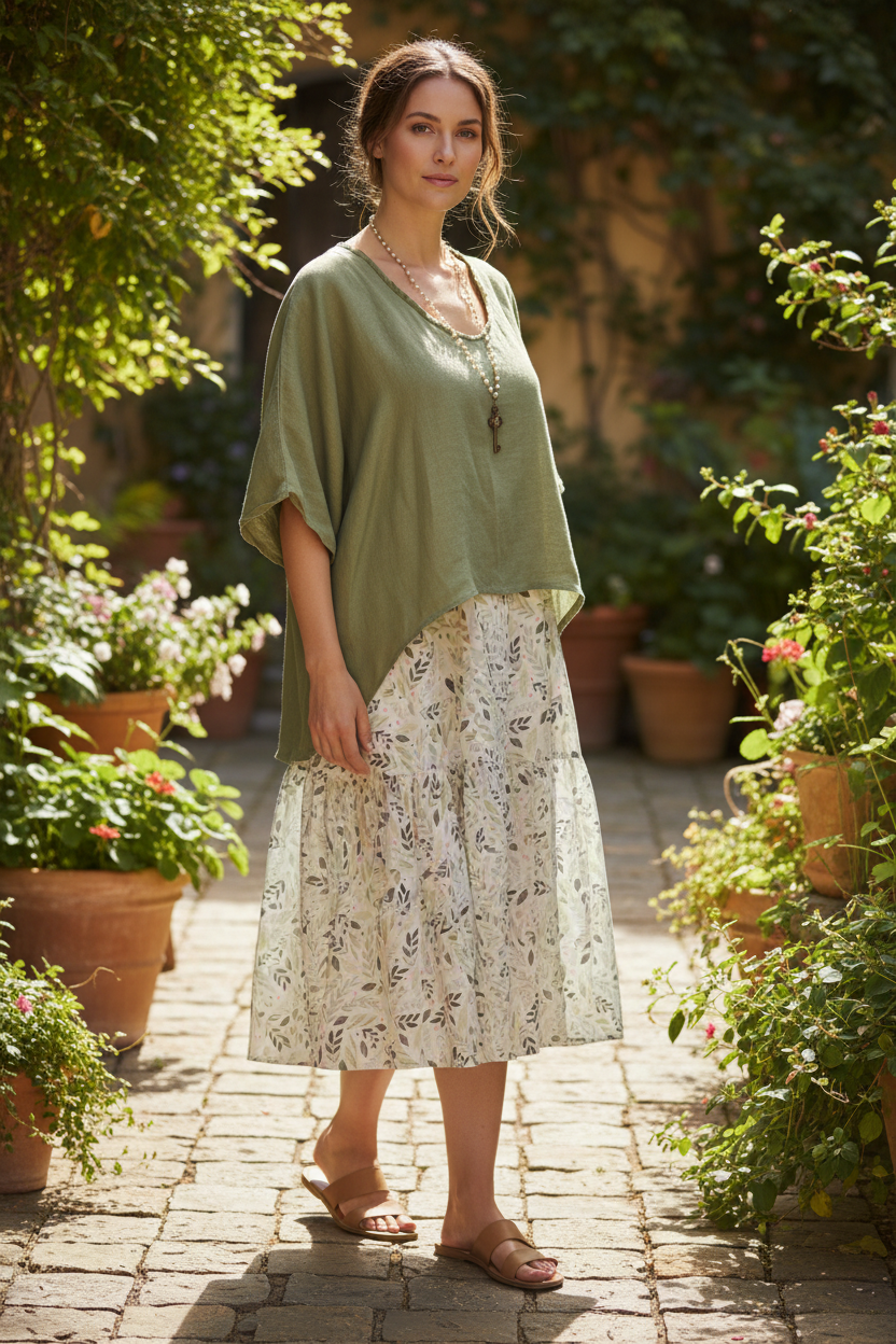 White Botanical Print Layering Slip Dress - Vintage-Inspired Underslip with Ruffle Hem