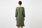 Handmade Olive Green Linen Dress with Ruffle Details - Made in USA