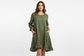 Handmade Olive Green Linen Dress with Ruffle Details - Made in USA