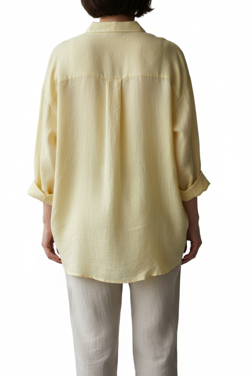 Linen Tunic Top with Collar and Pintuck Detail - Tori