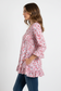 Pink Floral Swing Top - 3/4 Ruffle Sleeve Cotton Top with Ruffled Hem (S-M)