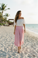 Cotton Wide Leg Bloomer Pants - Striped with Elastic Waist & Tie Pockets