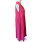 Hot Pink Linen Maxi Dress - Sleeveless Ruffle Collar Tiered Maxi
