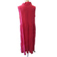 Hot Pink Linen Maxi Dress - Sleeveless Ruffle Collar Tiered Maxi