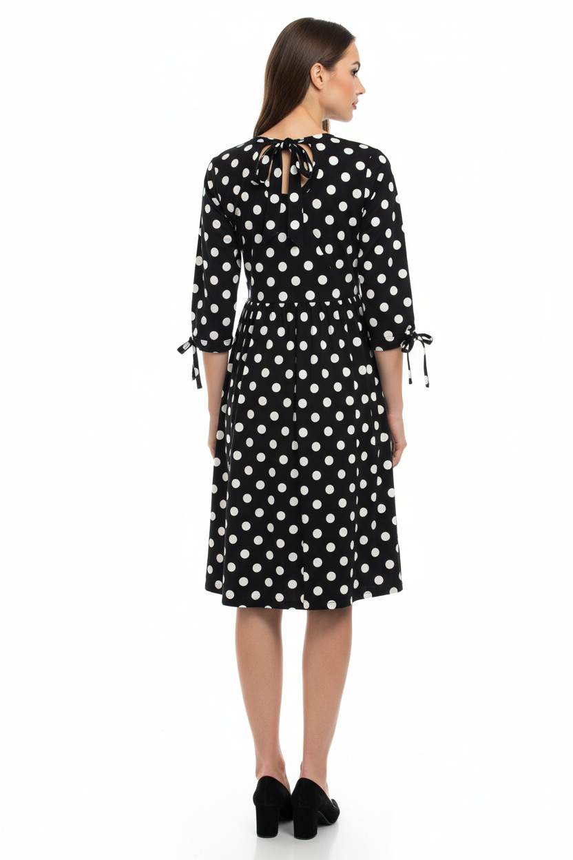 Black and White Polka Dot Cotton Tunic Dress - Penelope