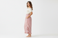 Cotton Wide Leg Bloomer Pants - Striped with Elastic Waist & Tie Pockets