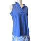 Blue Sleeveless Ruffle Collar Top - Elegant Sleeveless Blouse