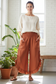 Cotton Wide Leg Bloomer Pants - Solid Colors with Elastic Waist & Tie Pockets