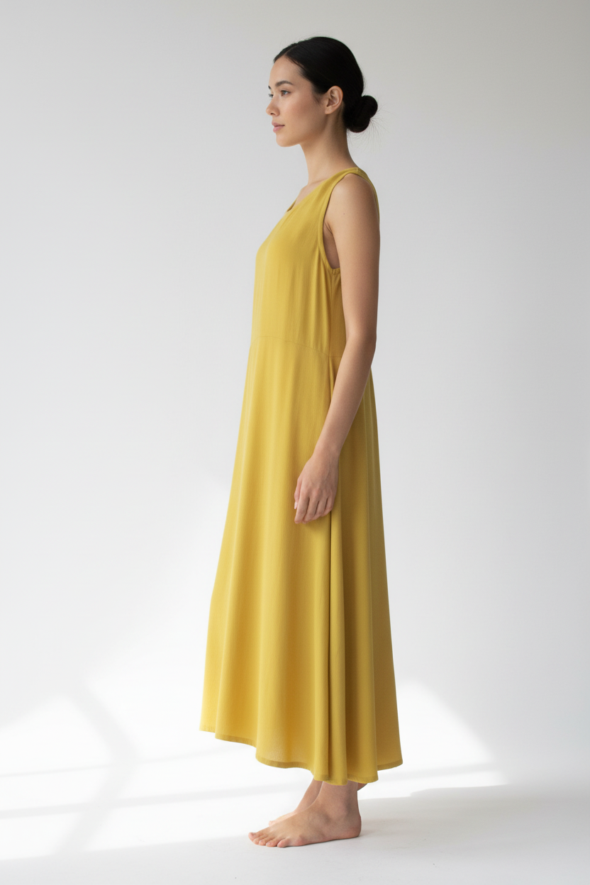 Sleeveless Maxi Dress - Rayon Blend A-Line Empire Waist