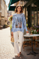 Loowie Sparkle Graphic Knit Sweater - Blue - One Size