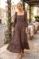 Reversible Floral Wide Flare Maxi Dress - Midnight