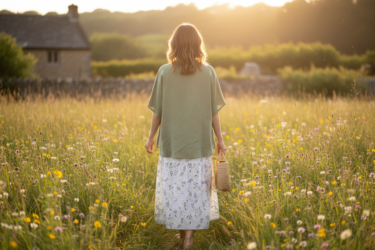 Sage Green Linen Hi-Low Topper - Frayed Neckline Layering Top