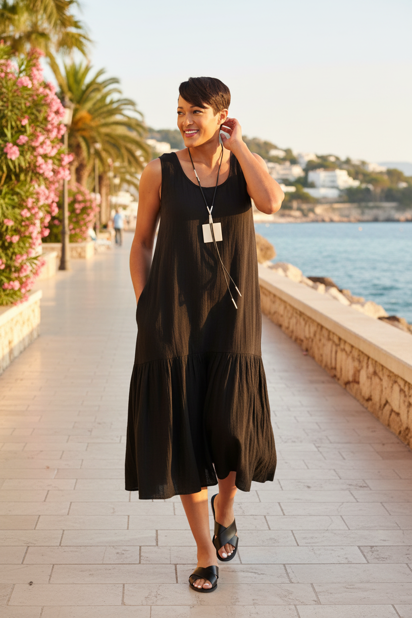 Yvette Midi Dress in Black