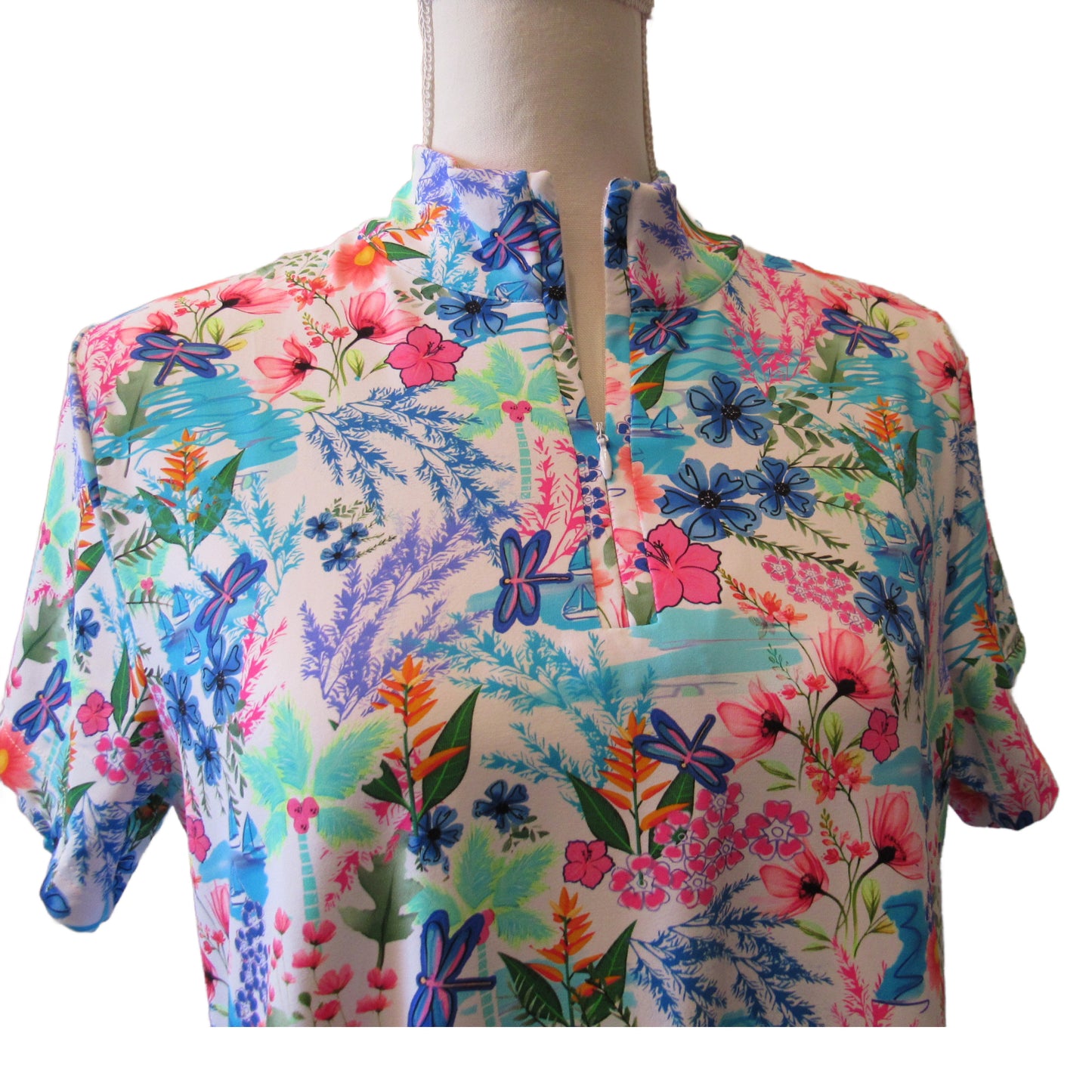 Lulu-B Tropical Floral Quarter-Zip Dress | UPF 50+ Sun Protection